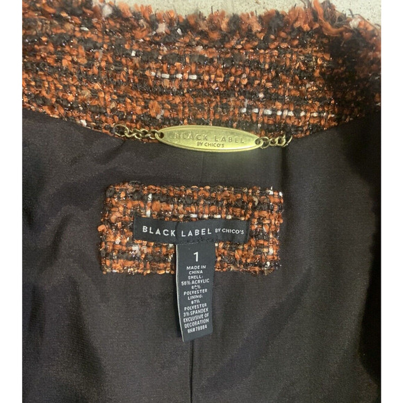 Chico's Black Label Textured Blazer Womens Size 1 (8-10) Woven Business Jacket - Picture 7 of 12